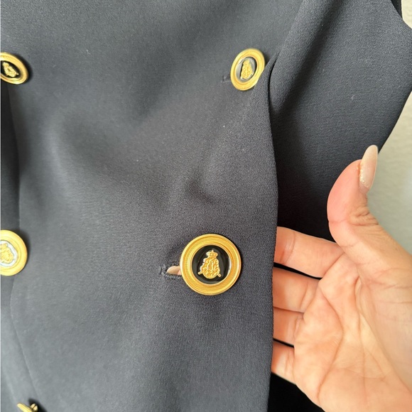 Vintage Black Gold Crest Button Dress Sleeveless Designer Style Size 6 - Picture 5 of 12